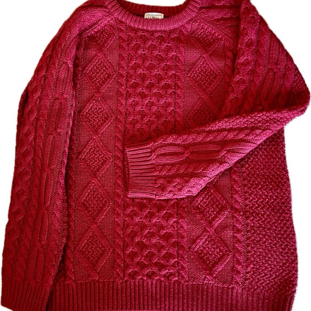 L.L. Bean BIG KIDS Fisherman Wool Cable Knit Sweater